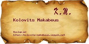 Kolovits Makabeus névjegykártya